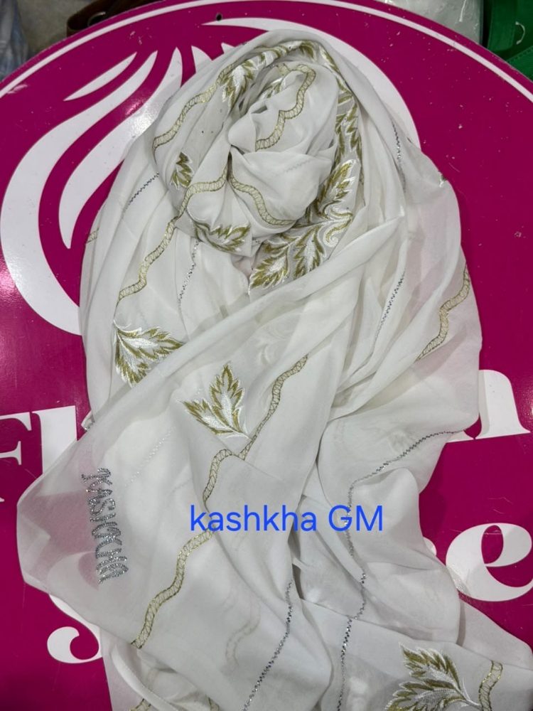 Foulard Kashkha GM — blanc & or
